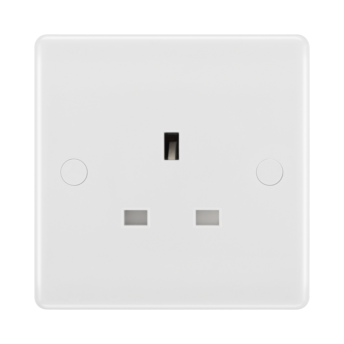 BG White Moulded 13A Unswitched Single Socket 823 available from RS Electrical Supplies