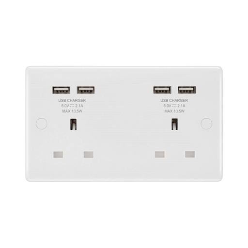 BG White Moulded 13A Double USB Socket 824U44 available from RS Electrical Supplies
