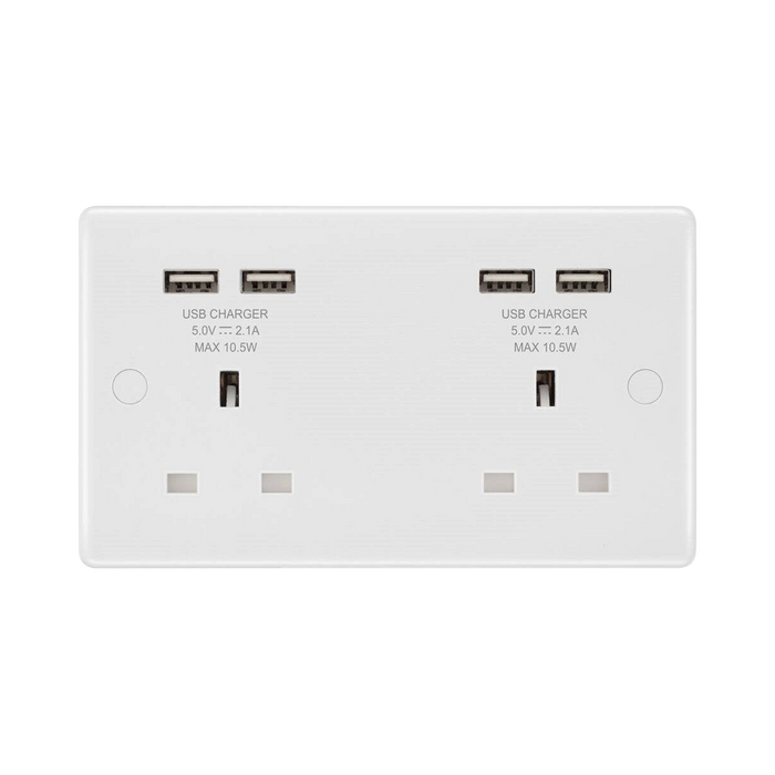 BG White Moulded 13A Double USB Socket 824U44 available from RS Electrical Supplies
