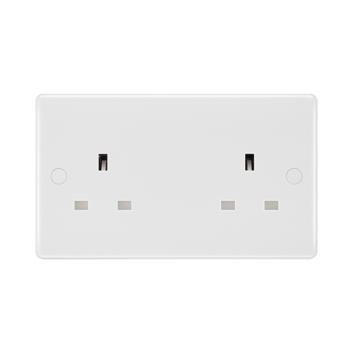BG White Moulded 13A Unswitched Double Socket 824 available from RS Electrical Supplies