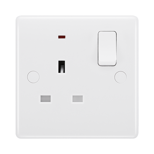 BG White Moulded 13A Single Socket with Neon 825 available from RS Electrical Supplies