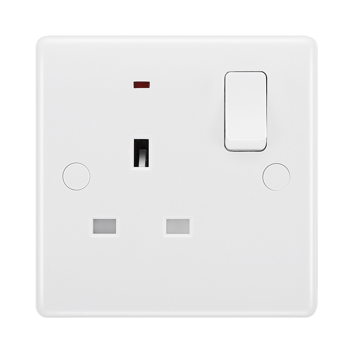 BG White Moulded 13A Single Socket with Neon 825 available from RS Electrical Supplies