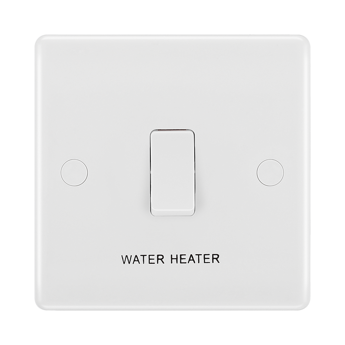 BG White Moulded 20A DP Switch with Flex and Marked Water Heater 832WH available from RS Electrical Supplies