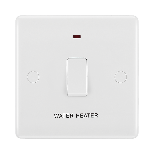 BG White Moulded 20A DP Switch with Neon Flex and Marked Water Heater 833WH available from RS Electrical Supplies