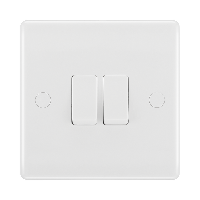 BG White Moulded 2G 2W Light Switch 842 available from RS Electrical Supplies