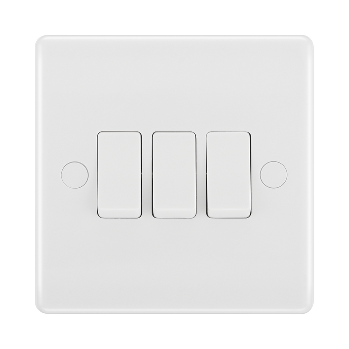 BG White Moulded 3G 2W Light Switch 843 available from RS Electrical Supplies