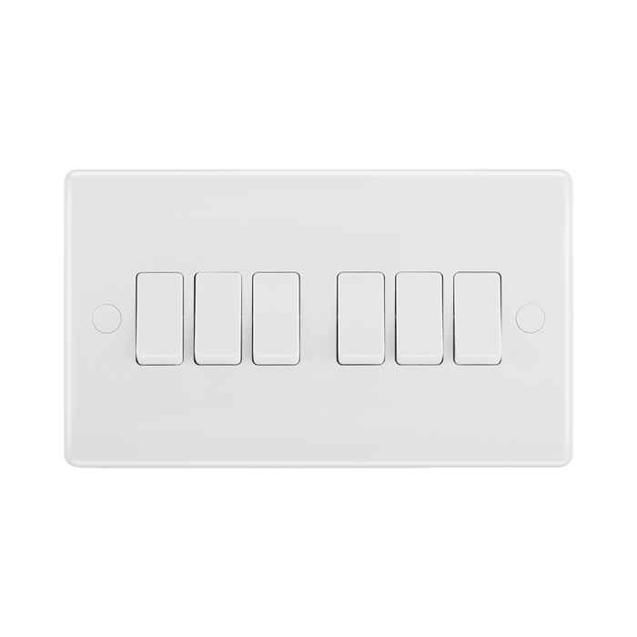 BG White Moulded 6G 2W Light Switch 846 available from RS Electrical Supplies