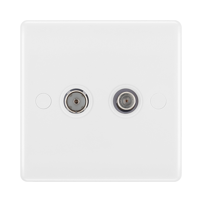 BG White Moulded TV & Satellite Socket 865 available from RS Electrical Supplies