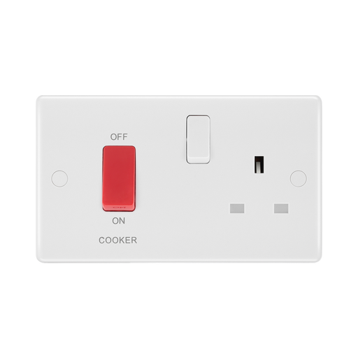 BG White Moulded Cooker Switch with 13A Socket 871 available from RS Electrical Supplies