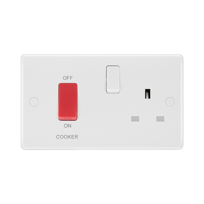 BG White Moulded Cooker Switch with 13A Socket 871 available from RS Electrical Supplies