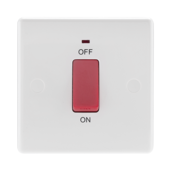 BG White Moulded 45A Cooker Switch with Neon 874 available from RS Electrical Supplies