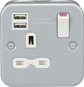Knightsbridge Metal Clad 13A 1G Switched Socket, Grey MR7000USB
