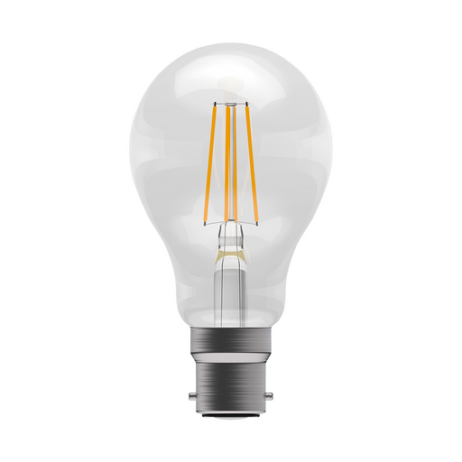 Filament BC light bulb on a white background