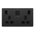 BG Evolve Black Chrome 13A Double USB Socket with 22W A+C Ports PCDBC22UAC22B Available from RS Electrical Supplies