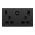 BG Evolve Black Chrome 13A Double USB Socket with 45W A+C Ports PCDBC22UAC45B Available from RS Electrical Supplies