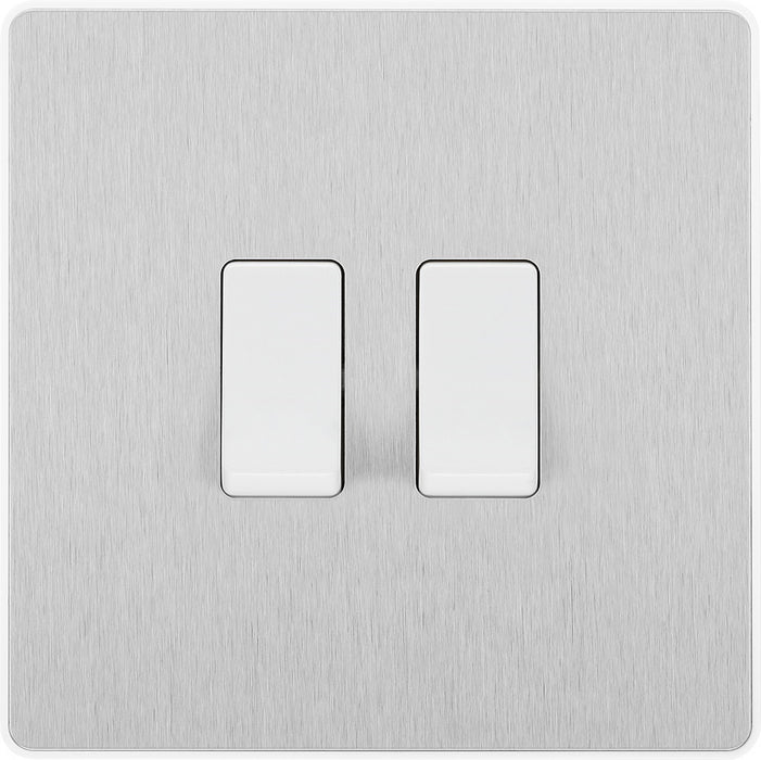BG Evolve Brushed Steel 2G Intermediate Combination Switch Available from RS Electrical Supplies