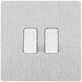 BG Evolve Brushed Steel 2W & Intermediate Light Switch PCDBS2WINTW Available from RS Electrical Supplies