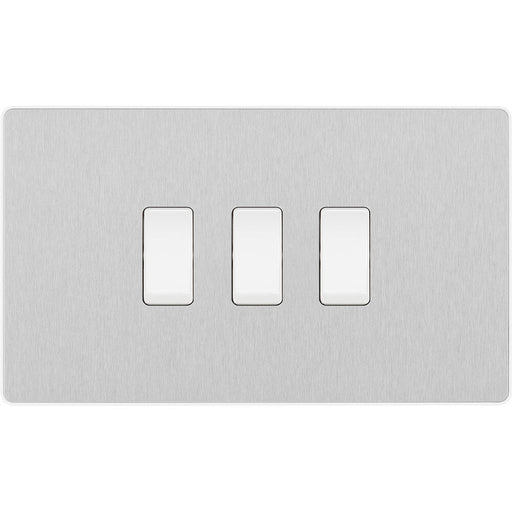 BG Evolve Brushed Steel 3G 2W Light Switch PCDBS432W Available from RS Electrical Supplies