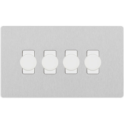 BG Evolve Brushed Steel 4G Dimmer Switch PCDBS84W Available from RS Electrical Supplies