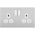 BG Evolve Brushed Steel Double Socket PCDBS22W Available from RS Electrical Supplies