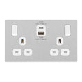 BG Evolve Brushed Steel 13A Double USB Socket with 22W A+C Ports PCDBS22UAC22W Available from RS Electrical Supplies