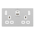 BG Evolve Brushed Steel 13A Double USB Socket with 45W A+C Ports PCDBS22UAC45W Available from RS Electrical Supplies
