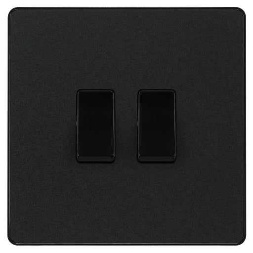 BG Evolve Matt Black 2G Intermediate Light Switch PCDMB2GINTB Available from RS Electrical Supplies