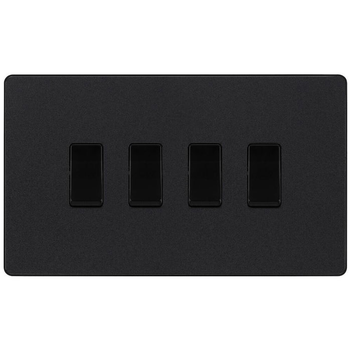 BG Evolve Matt Black 4G 2W Light Switch PCDMB44B Available from RS Electrical Supplies