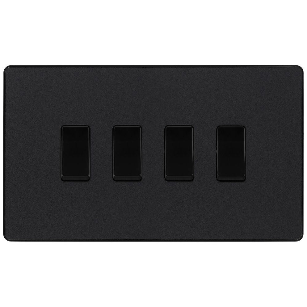 BG Evolve Matt Black 4G 2W Light Switch PCDMB44B RS Electrical Supplies