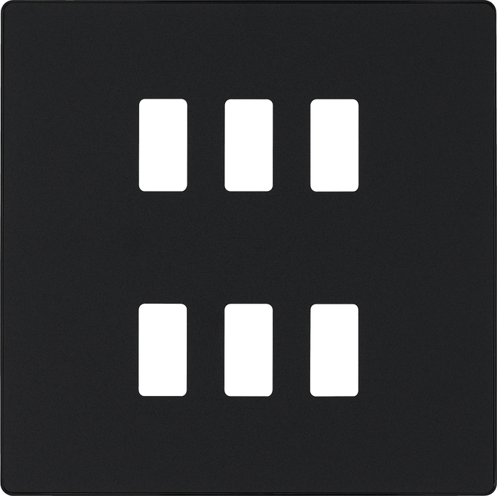 BG Evolve Matt Black 6G Grid Plate RPCDMB6B Available from RS Electrical Supplies