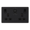 BG Evolve Matt Black 13A Double USB Socket with 22W A+C Ports PCDMB22UAC22B Available from RS Electrical Supplies