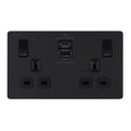BG Evolve Matt Black 13A Double USB Socket with 45W A+C Ports PCDMB22UAC45B Available from RS Electrical Supplies