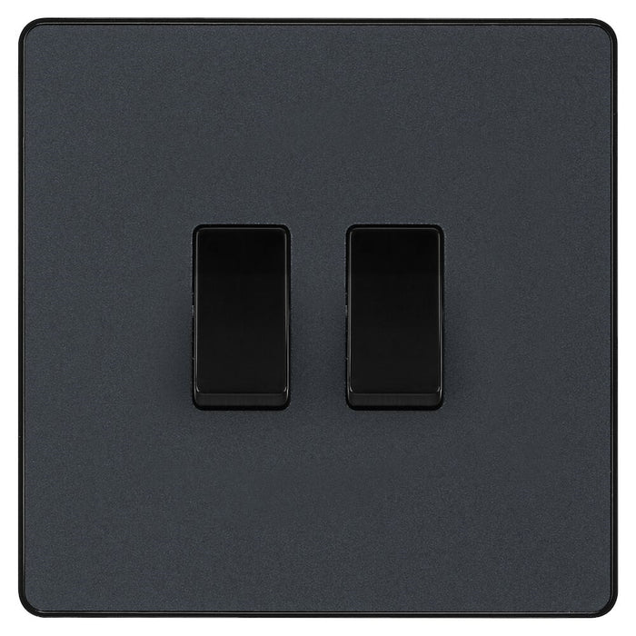 BG Evolve Matt Grey 2W & Intermediate Light Switch PCDMG2WINTB Available from RS Electrical Supplies