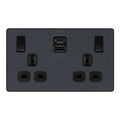 BG Evolve Matt Grey 13A Double USB Socket with 22W A+C Ports PCDMG22UAC22B Available from RS Electrical Supplies