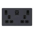BG Evolve Matt Grey 13A Double USB Socket with 45W A+C Ports PCDMG22UAC45B Available from RS Electrical Supplies