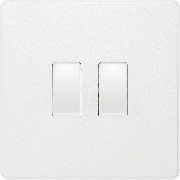 BG Evolve Pearl White 2G Intermediate Light Switch PCDCL2GINTW Available from RS Electrical Supplies