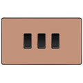 BG Evolve Polished Copper 3G 2W Light Switch PCDCP432B Available from RS Electrical Supplies