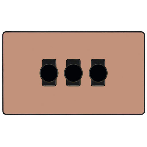 BG Evolve Polished Copper 3G Dimmer Switch PCDCP83B Available from RS Electrical Supplies