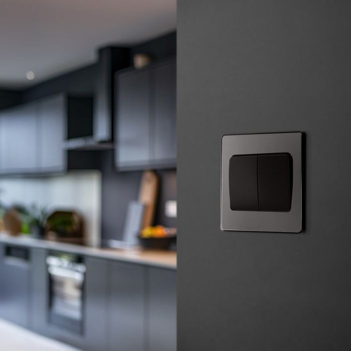 BG Evolve Black Chrome 2G 2W Wide Rocker Light Switch PCDBC42WB | RS ...