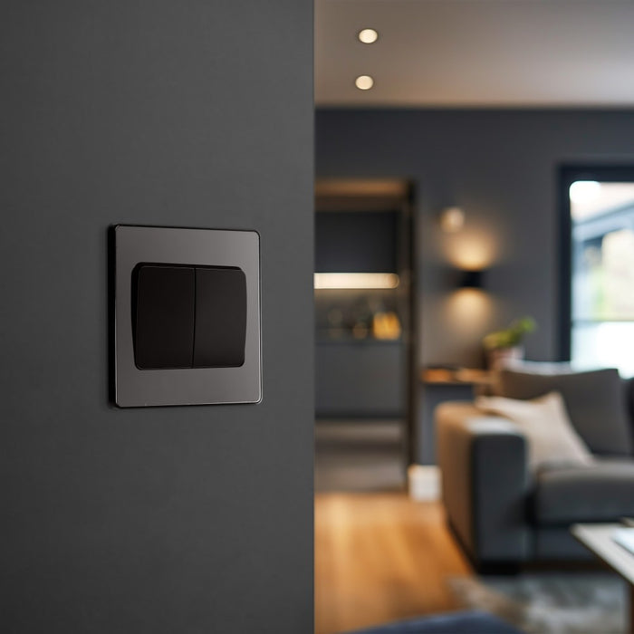 BG Evolve Black Chrome 2G 2W Wide Rocker Light Switch PCDBC42WB | RS ...