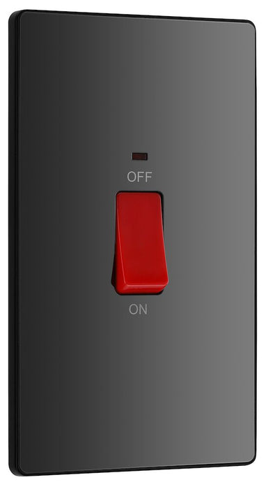 BG Evolve Polycarbonate Black Chrome 45A Cooker Switch with Neon PCDBC72B Available From RS Electrical left side