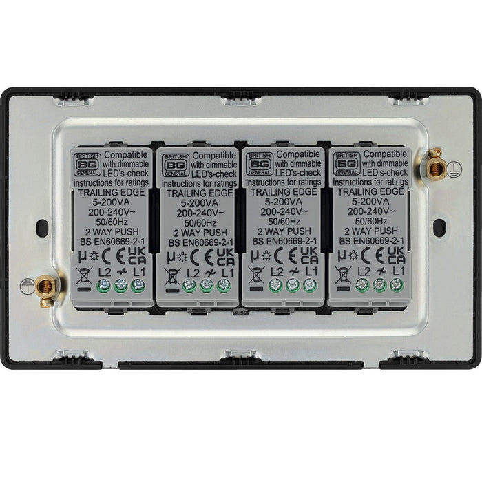 BG Evolve Polycarbonate Black Chrome 4G Dimmer Switch PCDBC84B Available From RS Electrical back side