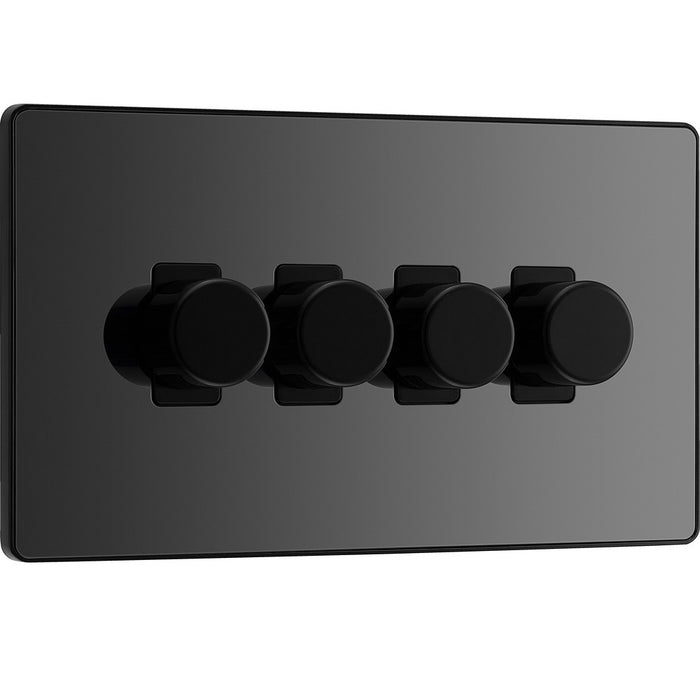 BG Evolve Polycarbonate Black Chrome 4G Dimmer Switch PCDBC84B Available From RS Electrical left side