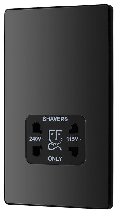 BG Evolve Polycarbonate Black Chrome Shaver Socket PCDBC20B Available From RS Electrical right side