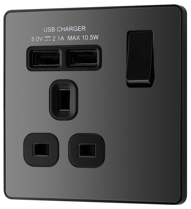 BG Evolve Black Chrome 13A Single USB Socket PCDBC21U2B | RS Electrical ...