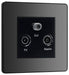 BG Evolve Polycarbonate Black Chrome Triplex TV Socket PCDBCTRIB Available From RS Electrical left side