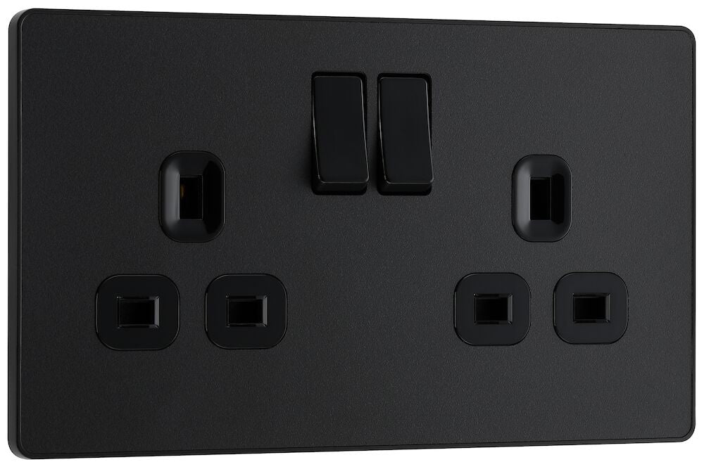 BG Evolve Matt Black 13A Double Socket 10 Pack PCDMB22B