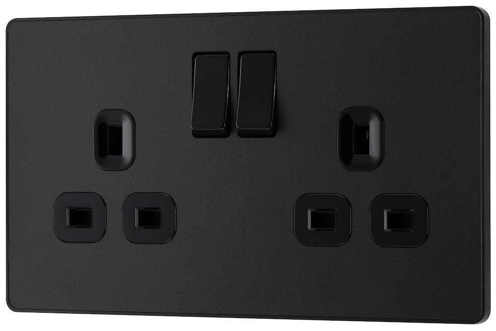 BG Evolve Matt Black 13A Double Socket 10 Pack PCDMB22B