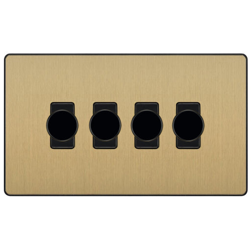 BG Evolve Satin Brass 4G Dimmer Switch PCDSB84B Available from RS Electrical Supplies
