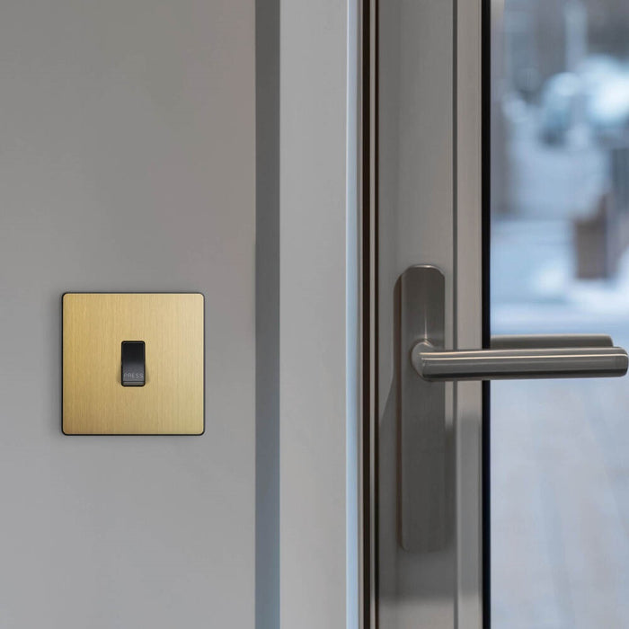 BG Evolve Satin Brass 10A Retractive Press Switch PCDSB14B